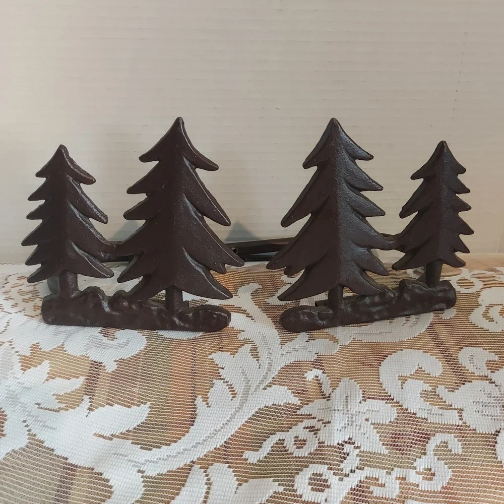 Cast Iron Pine Tree Curtain Tiebacks Set of 2 Rustic Brown Lodge Cabin Decor 9